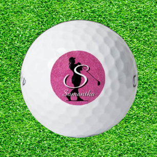 Balles De Golf Monogramme de Golfeur de Parties scintillant rose