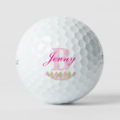 Balles De Golf monogramme de Jacquard rose nom golf monogramme (Recto)