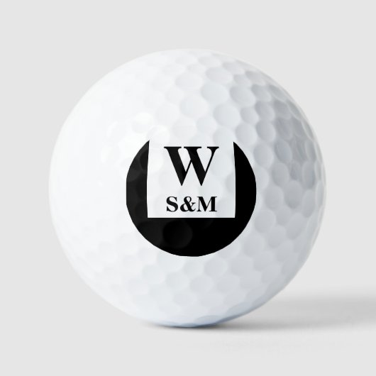 Balles De Golf Monogramme de mariage noir classique (Recto)