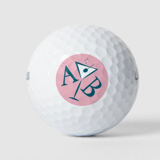Balles De Golf Monogramme de Martini rose (Devant)