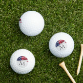 Balles De Golf Monogramme de nom de drapeau américain gras (Herbe in situ)