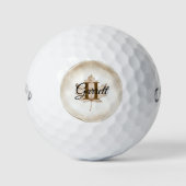 Balles De Golf Monogramme de nom de feuille marron (Devant)