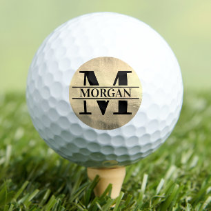 Balles De Golf Monogramme de nom en or classique