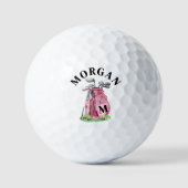 Balles De Golf Monogramme de nom initial rose (Recto)