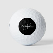 Balles De Golf Monogramme de nom noir et blanc personnalisé uniqu (Devant)