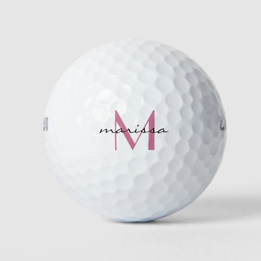 Balles De Golf Monogramme de nom rose personnalisé Dames (Devant)