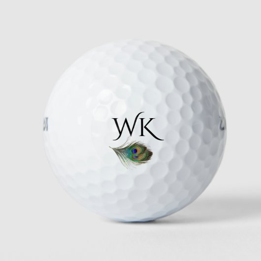 Balles De Golf Monogramme de plumes de paon (Devant)