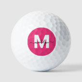 Balles De Golf Monogramme de prénom initial rose classique (Recto)