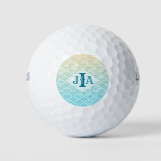 Balles De Golf Monogramme de sirène du Motif de vague