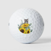 Balles De Golf Monogramme de tournesol de chat moderne (Devant)