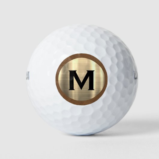 Balles De Golf Monogramme d'or brossé moderne (Devant)
