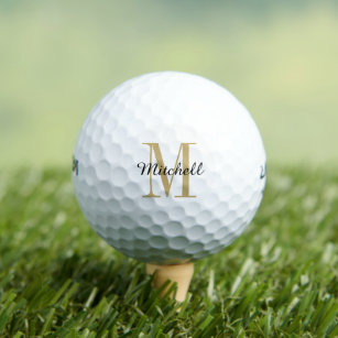 Balles De Golf Monogramme d'or initial et nom personnalisé