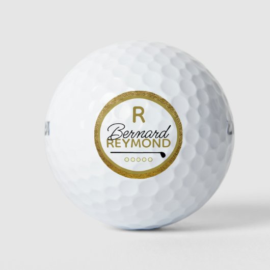 Balles De Golf Monogramme d'or Lux Golfers Classy (Devant)