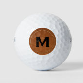 Balles De Golf Monogramme d'or métallique brossé moderne (Devant)