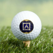 Balles De Golf Monogramme doré initial A avec paillettes bleues (T-shirt Insitu)