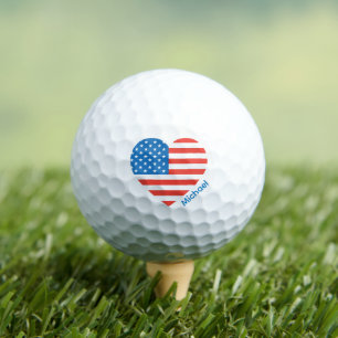 Balles De Golf Monogramme Drapeau américain USA Fête du 4 juillet