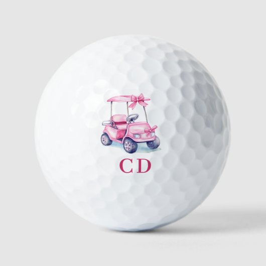 Balles De Golf monogramme du chariot rose (Recto)
