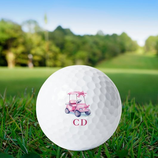 Balles De Golf monogramme du chariot rose