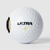 Balles De Golf Monogramme Elégant Noir & Or Personnalisé (Logo)