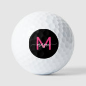Balles De Golf Monogramme élégant rose chaud moderne (Recto)