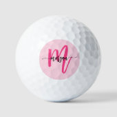 Balles De Golf Monogramme élégant rose chaud moderne (Recto)