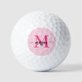 Balles De Golf Monogramme élégant rose chaud moderne (Recto)