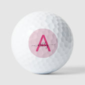 Balles De Golf Monogramme élégant rose chaud moderne (Recto)
