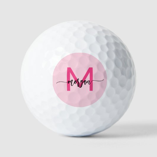 Balles De Golf Monogramme élégant rose chaud moderne (Recto)