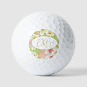 Balles De Golf Monogramme Élégant Tropical Floral (Recto)