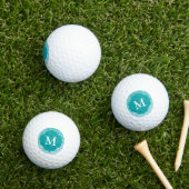 Balles De Golf Monogramme Empreinte de léopard Turquoise (Herbe in situ)
