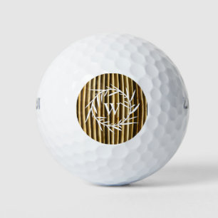 Balles De Golf Monogramme en bambou rustique Lignes verticales Mo