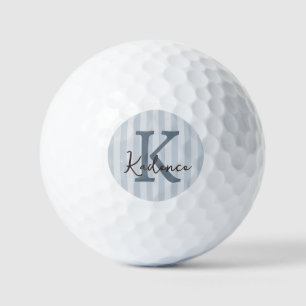 Balles De Golf Monogramme en cercle rayé bleu ardoise