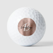 Balles De Golf Monogramme en écriture métallisée or rose (Recto)