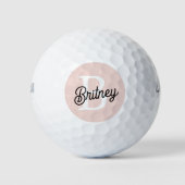 Balles De Golf Monogramme et nom personnalisé moderne Pastel Pink (Devant)