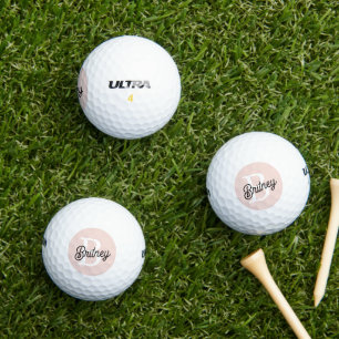 Balles De Golf Monogramme et nom personnalisé moderne Pastel Pink