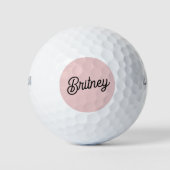 Balles De Golf Monogramme et nom rose pâle moderne (Devant)