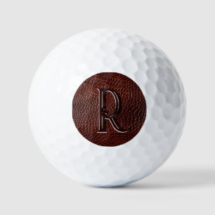 Balles De Golf Monogramme Faux Cuir Brown Embossé