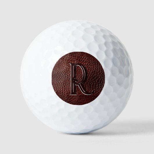 Balles De Golf Monogramme Faux Cuir Brown Embossé (Recto)