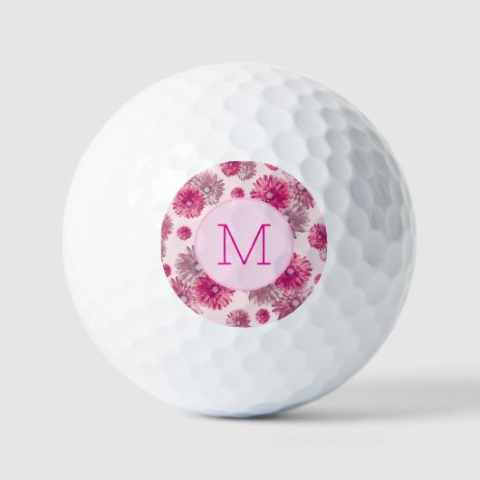 Balles De Golf Monogramme Feminale Rose Première femme (Recto)