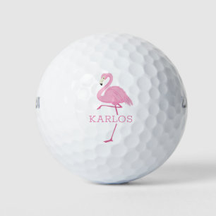 Balles De Golf monogramme flamingo rose