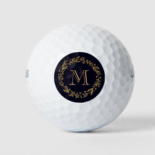 Balles De Golf Monogramme Floral d'or (Devant)