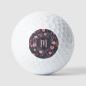 Balles De Golf Monogramme floral foncé (Recto)