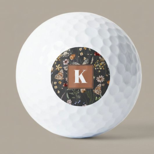 Balles De Golf Monogramme Floral Moderne