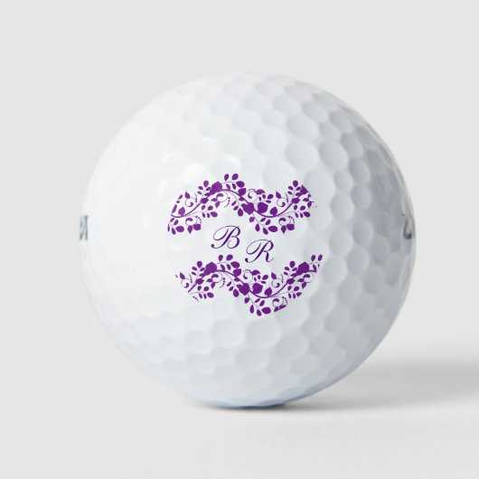 Balles De Golf Monogramme floral violet Dames (Devant)