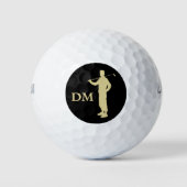 Balles De Golf Monogramme Gold Silhouette Vieux Temps Golfeur (Devant)