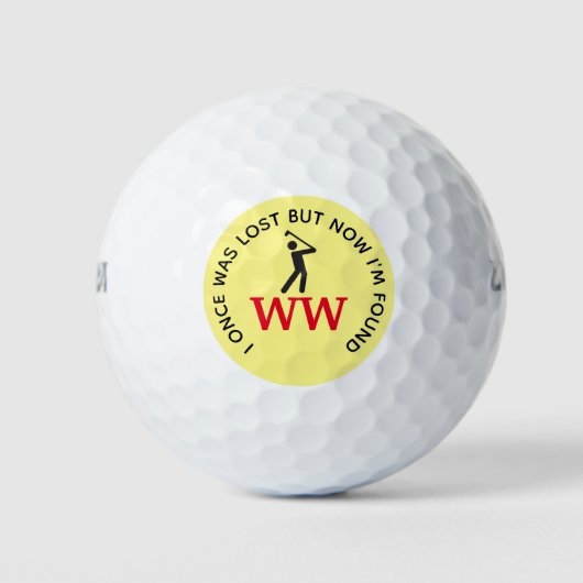 Balles De Golf MONOGRAMME Golfeur Balançant Écriture Perdue Trouv (Devant)