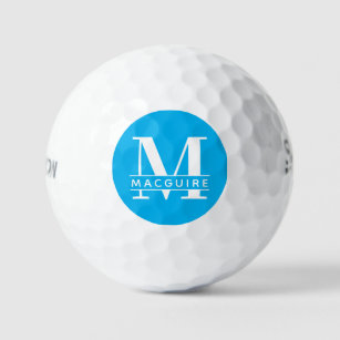 Balles De Golf Monogramme gras minimal avec nom   Ciel bleu