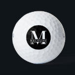 Balles De Golf Monogramme gras minimal avec nom | Noir<br><div class="desc">Une balle de golf monogramme unique mais minimale avec votre lettre et nom monogramme unique.</div>