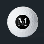 Balles De Golf Monogramme gras minimal avec nom | Noir<br><div class="desc">Une balle de golf monogramme unique mais minimale avec votre lettre et nom monogramme unique.</div>