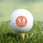 Balles De Golf Monogramme gras minimal avec nom | SAUMON<br><div class="desc">Un Saumon Orange monogram golfball unique mais minimal avec votre lettre et nom monogramme unique.</div>
